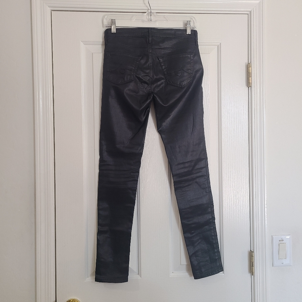AG The Legging Ankle Super Skinny Black Coated Jeans Size 25 - Picture 10 of 15